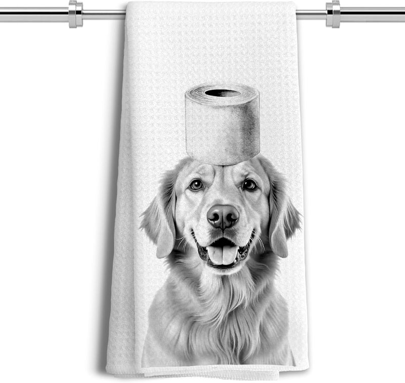 LUKIPOM Golden Retriever Gifts Hand Towels, Golden Retriever Gifts for Women Men,Dog Bathroom Decor, Funny Bathroom Hand Towels, 16x24 Inches - Image 1